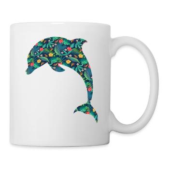 Dolphin Tropical Flower Floral - Mug - white - Right
