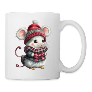 Niedliche Weihnachtsmaus - Tasse - Weiß - Rechts