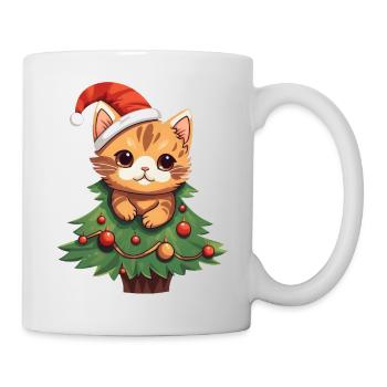 Chat de Noël - Chat mignon dans le sapin de Noël - Mug blanc - blanc - Droite
