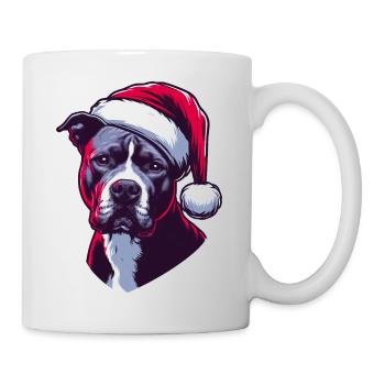 Pitbull Wearing Santa Claus Hat - Mug - white - Right