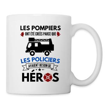 Humour pompiers et policiers - Mug blanc - blanc - Droite
