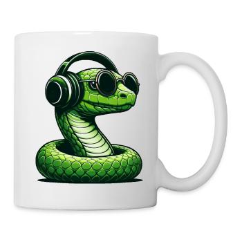Serpent avec lunettes de soleil et écouteurs - Mug blanc - blanc - Droite