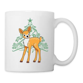 Rehbaby und Weihnachtsbaum - Tasse - Weiß - Rechts