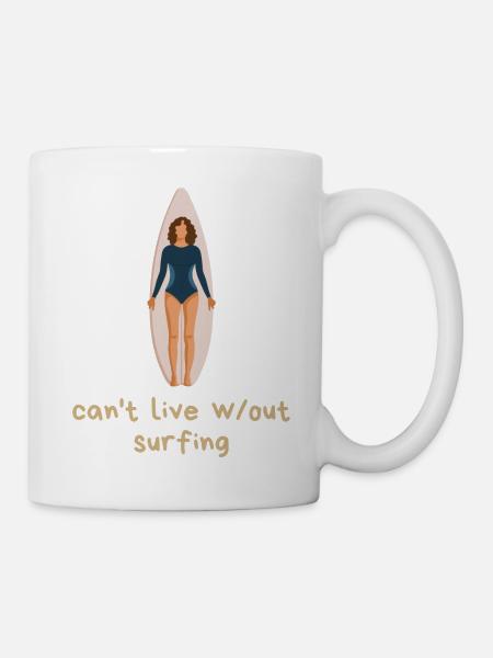 Can't live without surfing - Tasse - Weiß