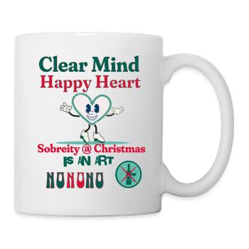 Clear Mind Happy Heart Christmas Sobriety Design - Mug - white - Right