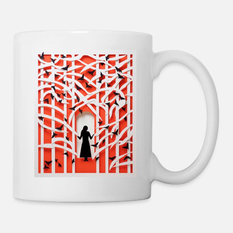 Scherenschnitt Vögel - Tasse - Weiß