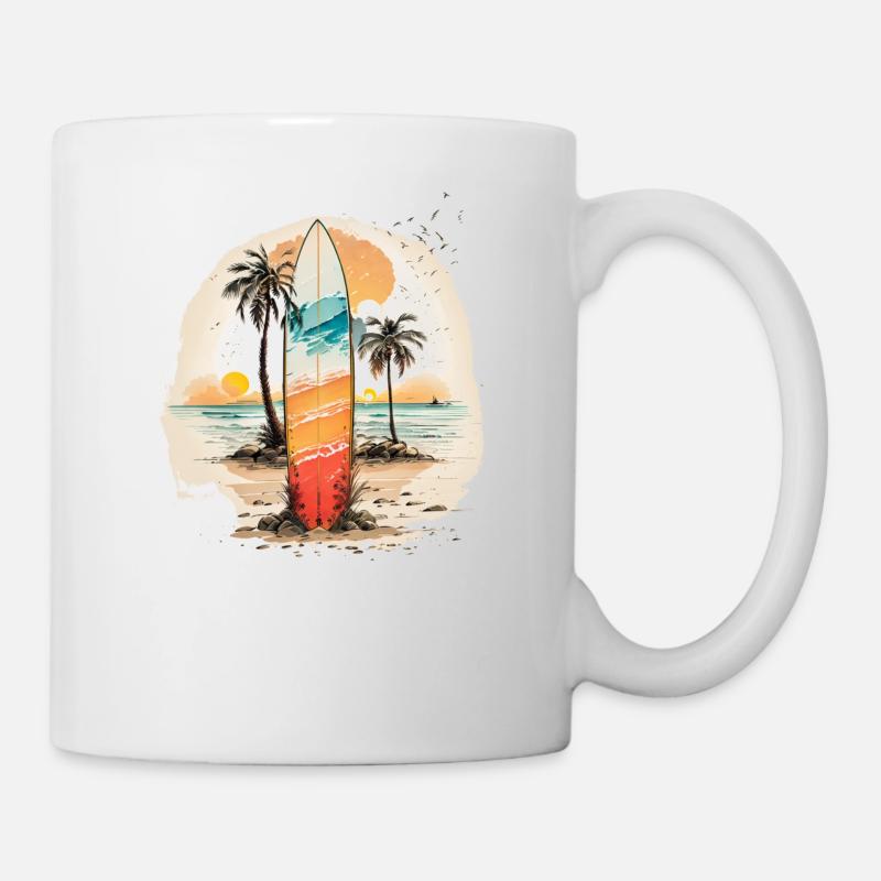 Surfen im Abendlicht - Tasse - Weiß