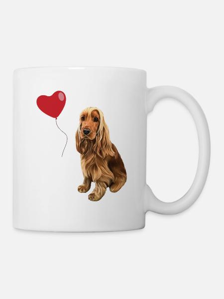 Hund/Cockerspaniel mit Herz - Tasse - Weiß