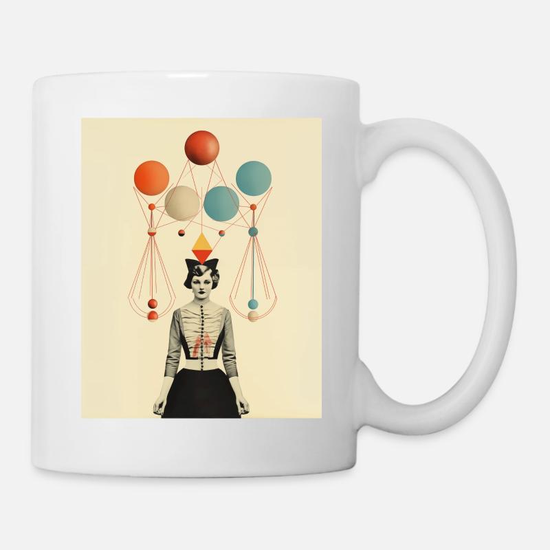 Denkende Zirkusdame Papiercollage - Tasse - Weiß