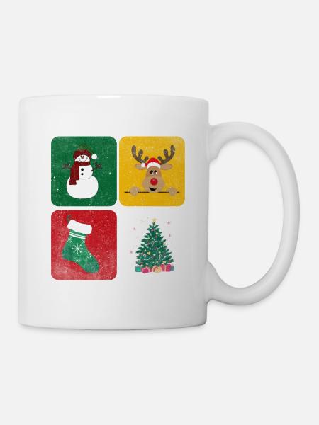 bonhomme de neige renne sapin chaussette - Mug blanc - blanc