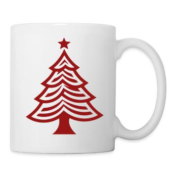 Red Christmas Tree Fir Tree Emblem - Simple - Mug - white - Right