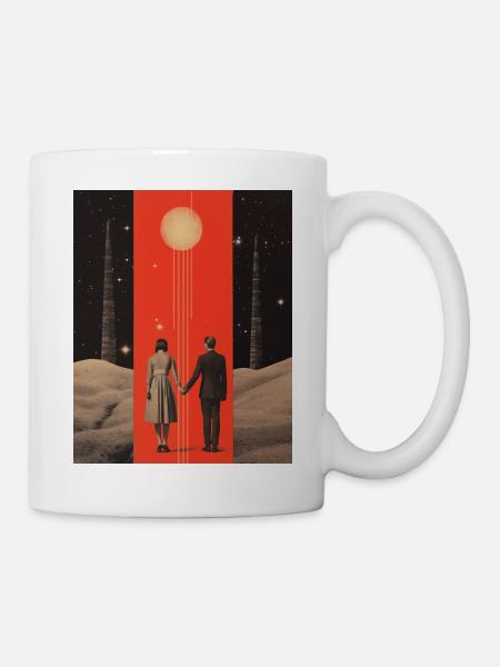 À la lune et au dos collage - Mug blanc - blanc