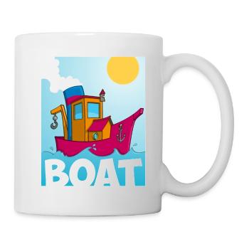 Cartoon image of a funny tugboat - Mug - white - Right