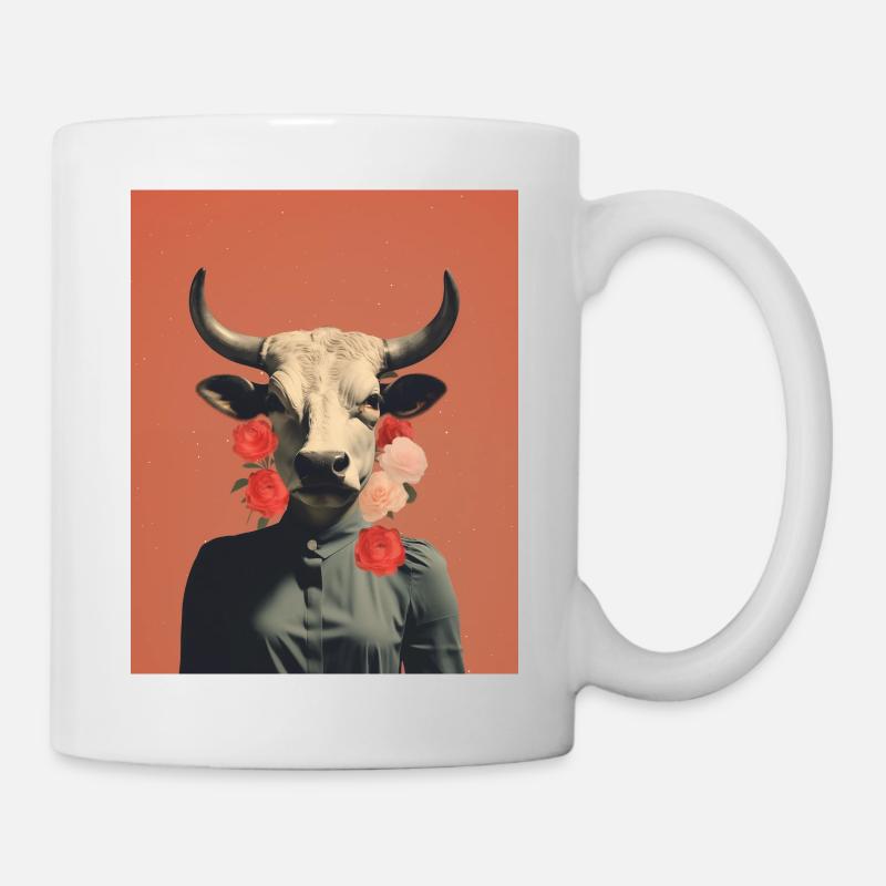 Woman cow surreal collage - Mug - white