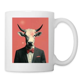 Mann Kuh surreale Collage - Tasse - Weiß - Rechts