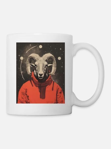 Aries Ram Surrealistic Collage - Mug - white