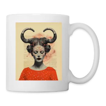 Steinbock Collage Kunst Astrologie - Tasse - Weiß - Rechts