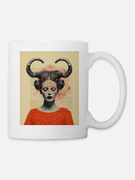 Astrologie d’art de collage Capricorne - Mug blanc - blanc