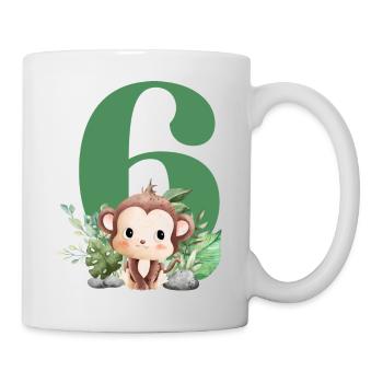 6. Geburtstag Safari Affe - Tasse - Weiß - Rechts