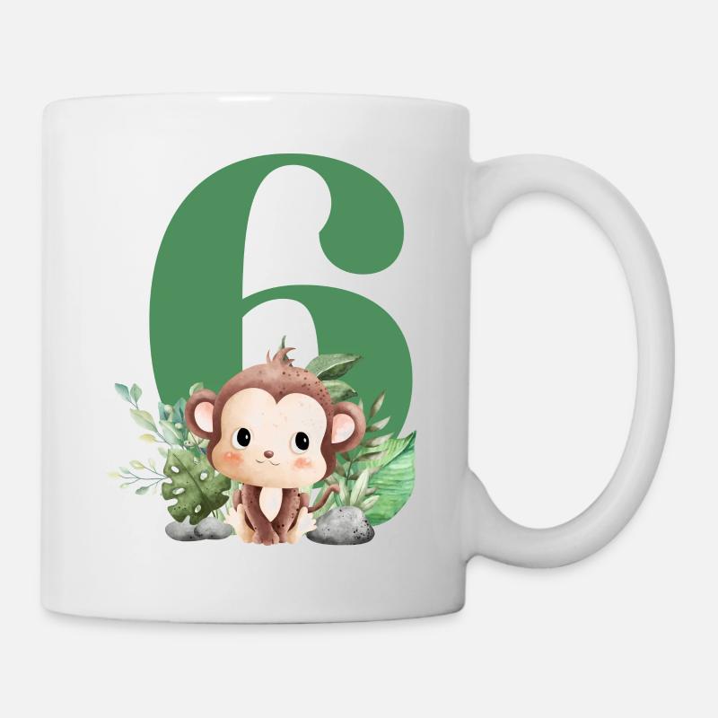6. Geburtstag Safari Affe - Tasse - Weiß