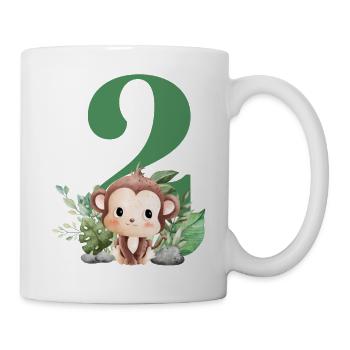2e anniversaire singe safari - Mug blanc - blanc - Droite