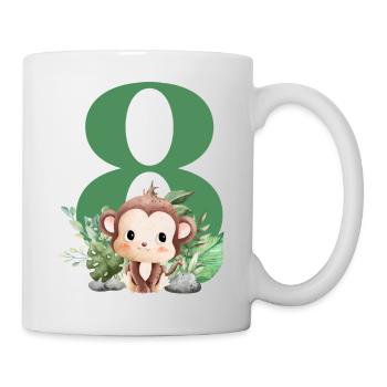 Affensafari zum 8. Geburtstag - Tasse - Weiß - Rechts