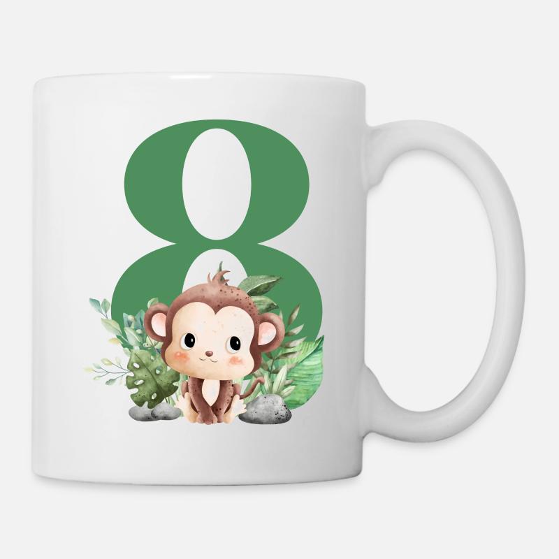 8e anniversaire singe safari - Mug blanc - blanc