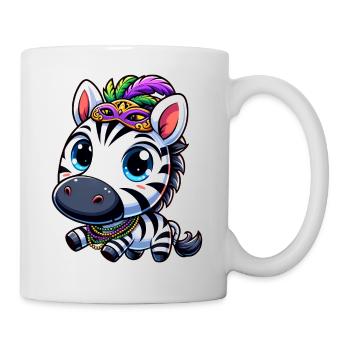 Karnevals-Zebra: Mardi Gras mit Maske - Tasse - Weiß - Rechts