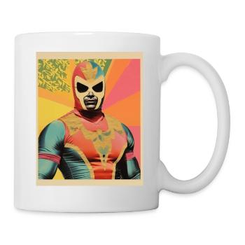 Mexikanisches Wrestling Kunst Vintage Papier Handwerk - Tasse - Weiß - Rechts