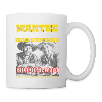 "Wanted Beer Brothers Humor T-Shirt Design" - Mug - white - Right