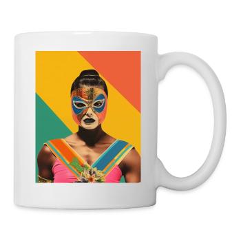Frauen Mexikanisches Wrestling Kunst Vintage Papier Handwerk - Tasse - Weiß - Rechts