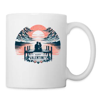 Romantisches Paar auf Steg - Valentinstags-Design - Tasse - Weiß - Rechts