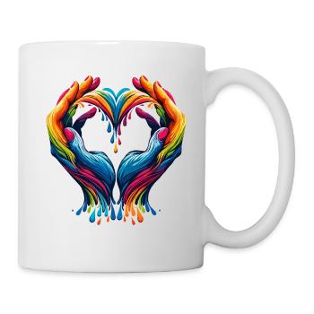 Rainbow Heart Hands – for Diversity and Love - Mug - white - Right