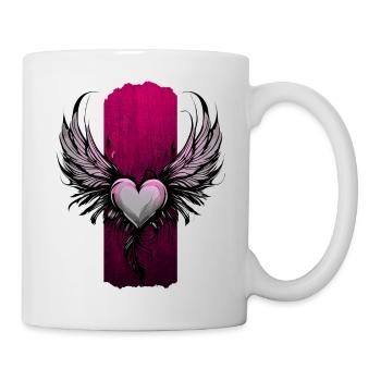 Celestial Embrace: Winged Valentine Heart - Mug - white - Right