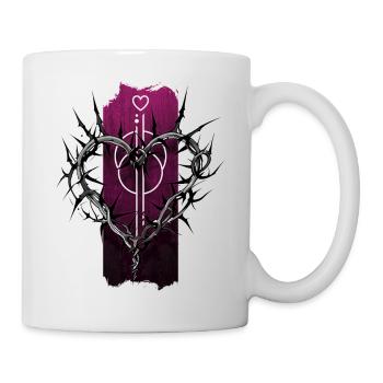 Dornendach der Liebe: Herzförmige Äste - Tasse - Weiß - Rechts