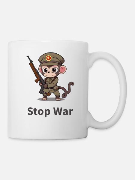 STOP WAR MONKEY - Tasse - Weiß