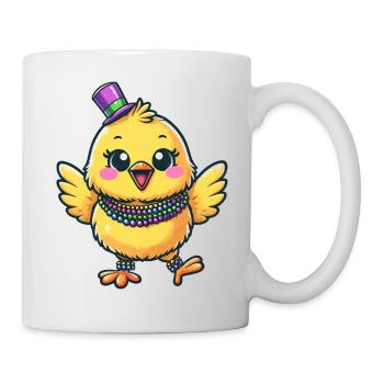 Poulet et poussins de Mardi Gras - Mug blanc - blanc - Droite