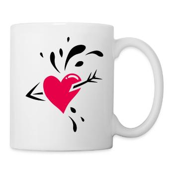 Coeur traversé d’une flèche - Mug blanc - blanc - Droite