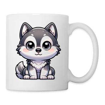 Digitale Illustration des niedlichen Huskys - Tasse - Weiß - Rechts