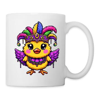 Mardi Gras Chicken, Feather Headdress Chick, Carnival - Mug - white - Right