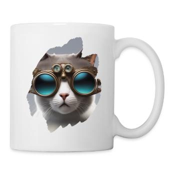 Steampunk chat mignon animaux de compagnie lunettes Animal Future - Mug blanc - blanc - Droite