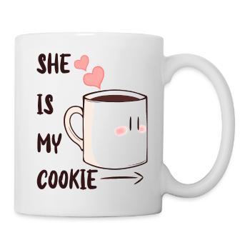 Sie ist mein Keks - Tasse - Weiß - Rechts