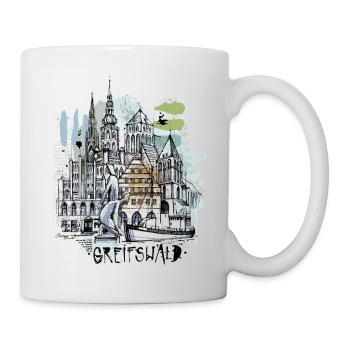 Hansestadt Greifswald Illustration - Tasse - Weiß - Rechts