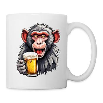 Monkey / Animal / Zoo / Babian / Wild / Comic - Mug - white - Right