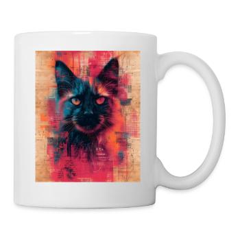 Regard félin : Collage de chat Vintage intense - Mug blanc - blanc - Droite