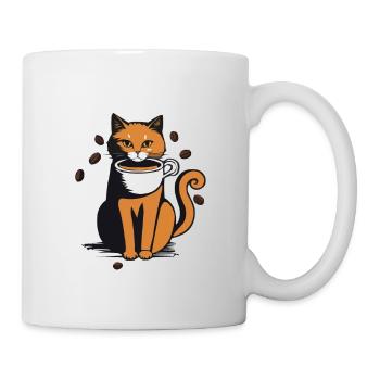 Katze Kaffee - Tasse - Weiß - Rechts