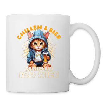 Chilling and beer cat - Mug - white - Right