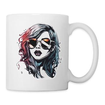 Femme / Jolie / Portrait / Cheveux colorés / Modèle - Mug blanc - blanc - Droite