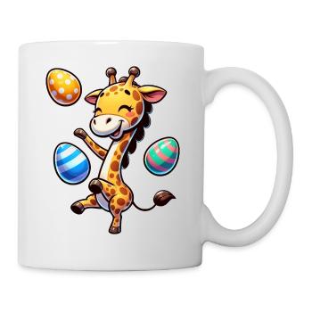 Oster-Giraffe, Jonglierende Ostereier - Tasse - Weiß - Rechts