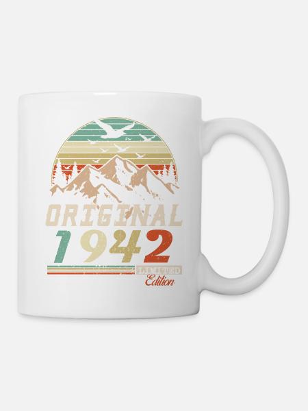 1942 vintage anniversaire rétro vintage cadeau - Mug blanc - blanc